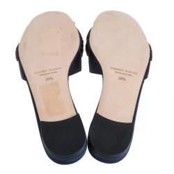 مملوكة مسبقًا صندل سلايد مانولو بل انيك برالينا ساتان أزرق كحلي مزخرف مقاس 39.5