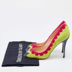 Pre Owned Manolo Blahnik Multicolor Suede Peep Toe Pumps Size 37
