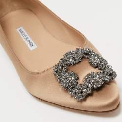 Manolo Blahnik Brown Satin Hangisi Ballet Flats Size 39