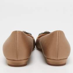 Manolo Blahnik Brown Satin Hangisi Ballet Flats Size 39