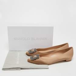 Manolo Blahnik Brown Satin Hangisi Ballet Flats Size 39