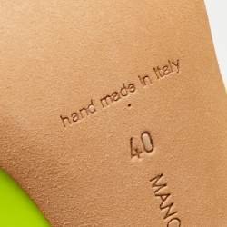 Pre Owned Manolo Blahnik Neon Yellow Leather BB Pumps Size 40