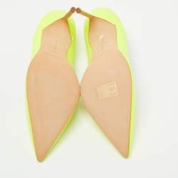 Pre Owned Manolo Blahnik Neon Yellow Leather BB Pumps Size 40