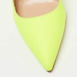 Pre Owned Manolo Blahnik Neon Yellow Leather BB Pumps Size 40