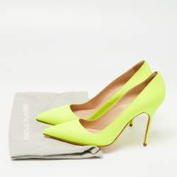 Pre Owned Manolo Blahnik Neon Yellow Leather BB Pumps Size 40