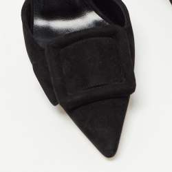 Manolo Blahnik Black Suede Maysli Slingback Pumps Size 36