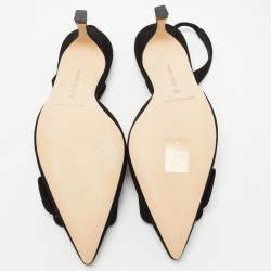 Manolo Blahnik Black Suede Maysli Slingback Pumps Size 36