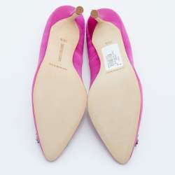 Manolo Blahnik Pink Satin Hangisi Pumps Size 36.5