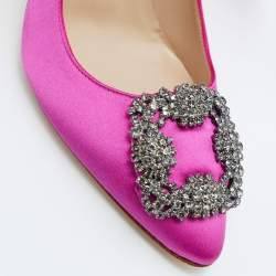 Manolo Blahnik Pink Satin Hangisi Pumps Size 36.5