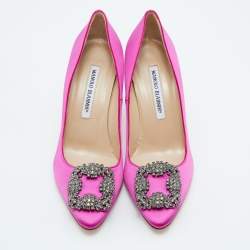 Manolo Blahnik Pink Satin Hangisi Pumps Size 36.5