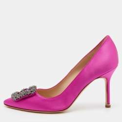 Manolo Blahnik Pink Satin Hangisi Pumps Size 36.5
