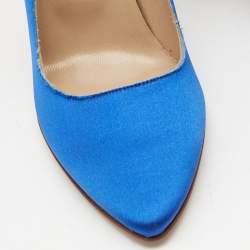Pre Owned Manolo Blahnik x Vetements Blue Satin Ankle Wrap Pumps Size 39