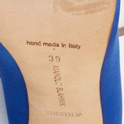 Pre Owned Manolo Blahnik x Vetements Blue Satin Ankle Wrap Pumps Size 39