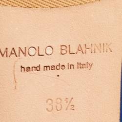 Pre Owned Manolo Blahnik Blue Satin Hangisi Ballet Flats Size 38.5 