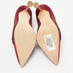 Pre Owned Manolo Blahnik Burgundy Satin Borlak Pumps Size 38.5