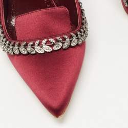 Pre Owned Manolo Blahnik Burgundy Satin Borlak Pumps Size 38.5