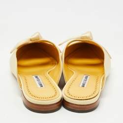 Pre Owned Manolo Blahnik Light Yellow Satin Mules Size 36.5
