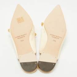 Pre Owned Manolo Blahnik Light Yellow Satin Mules Size 36.5