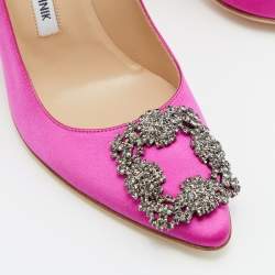 Manolo Blahnik Fuchsia Satin Hangisi Pumps Size 38