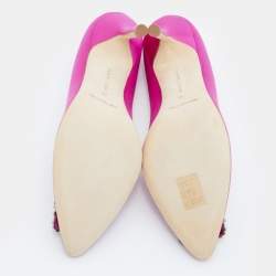 Manolo Blahnik Fuchsia Satin Hangisi Pumps Size 38