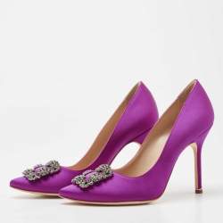 Manolo Blahnik Fuchsia Satin Hangisi Pumps Size 38.5