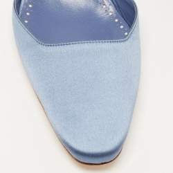 Pre Owned Manolo Blahnik Blue Satin Ankle Strap Sandals Size 39