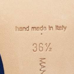 Pre Owned Manolo Blahnik Blue Satin Hangisi Crystal Embellished Pumps Size 36.5