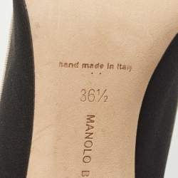 Pre Owned Manolo Blahnik Black/Beige Fabric Gotrian Pumps Size 36.5
