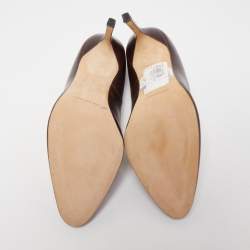 Pre Owned Manolo Blahnik Brown Leather Round Toe Pumps Size 36