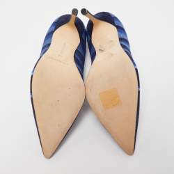 Pre Owned Manolo Blahnik Blue Suede Embroidered BB Pumps Size 36