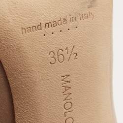 Pre Owned Manolo Blahnik Light Gold Satin Okkava Pumps Size 36.5