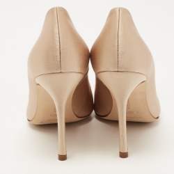 Pre Owned Manolo Blahnik Light Gold Satin Okkava Pumps Size 36.5