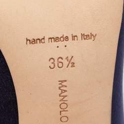 Manolo Blahnik Navy Blue Satin Hangisi Pumps Size 36.5