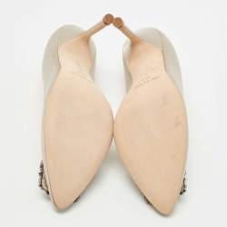 Manolo Blahnik Grey Satin Hangisi Pumps Size 36.5