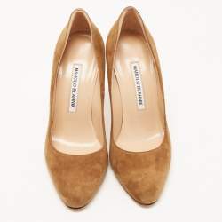 Pre Owned Manolo Blahnik Brown Suede BB Round Toe Pumps Size 36