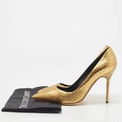 Pre Owned Manolo Blahnik Gold Python BB Pumps Size 36