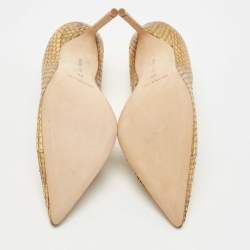 Pre Owned Manolo Blahnik Gold Python BB Pumps Size 36