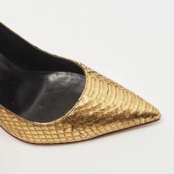 Pre Owned Manolo Blahnik Gold Python BB Pumps Size 36