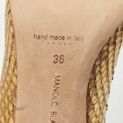 Pre Owned Manolo Blahnik Gold Python BB Pumps Size 36