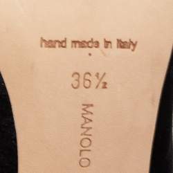 Pre Owned Manolo Blahnik Black Velvet Hangisi Pumps Size 36.5