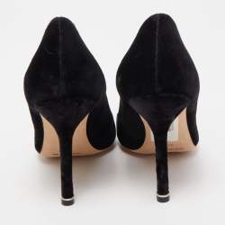 Pre Owned Manolo Blahnik Black Velvet Hangisi Pumps Size 36.5