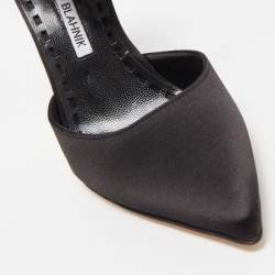 Pre Owned Manolo Blahnik Black Satin Sicariata Pumps Size 36