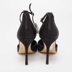 Pre Owned Manolo Blahnik Black Satin Sicariata Pumps Size 36