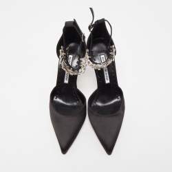 Pre Owned Manolo Blahnik Black Satin Sicariata Pumps Size 36