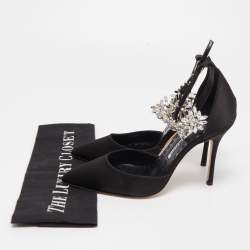 Pre Owned Manolo Blahnik Black Satin Sicariata Pumps Size 36