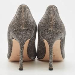 Pre Owned Manolo Blahnik Metallic Lurex Fabric Hangisi Pumps Size 36.5