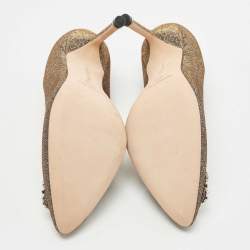 Pre Owned Manolo Blahnik Metallic Lurex Fabric Hangisi Pumps Size 36.5