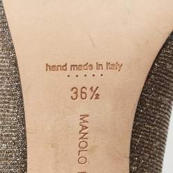 Pre Owned Manolo Blahnik Metallic Lurex Fabric Hangisi Pumps Size 36.5