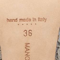 Pre Owned Manolo Blahnik Grey Mesh and Fabric Hangisi Pumps Size 36