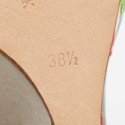 Pre Owned Manolo Blahnik Green Patent Wedge Slingback Pumps Size 38.5